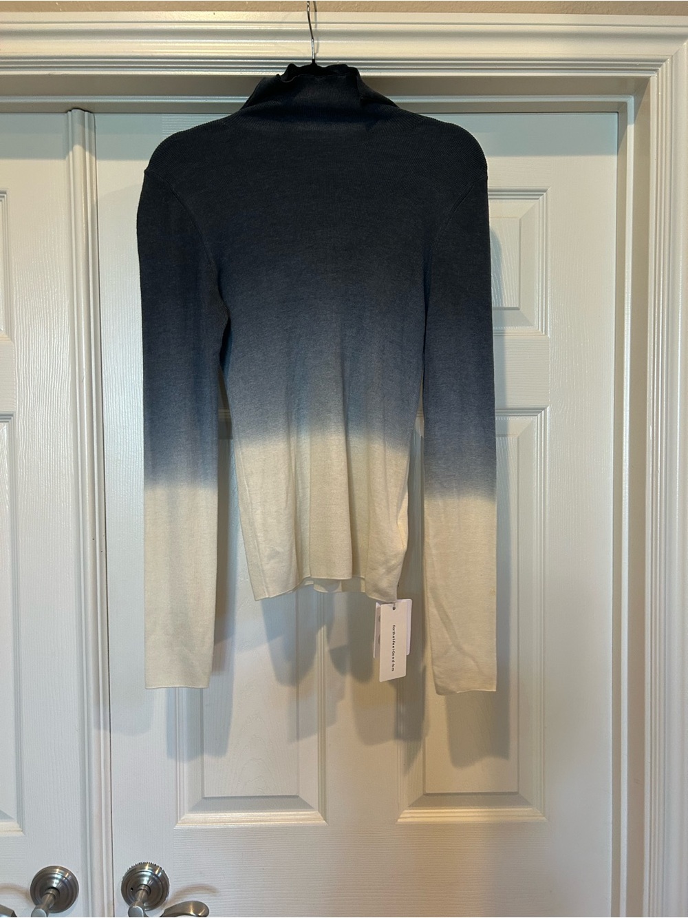 Dip-Dye Turtleneck Sweater in Navy to Cream Ombre, Commense, NWT, Sz L